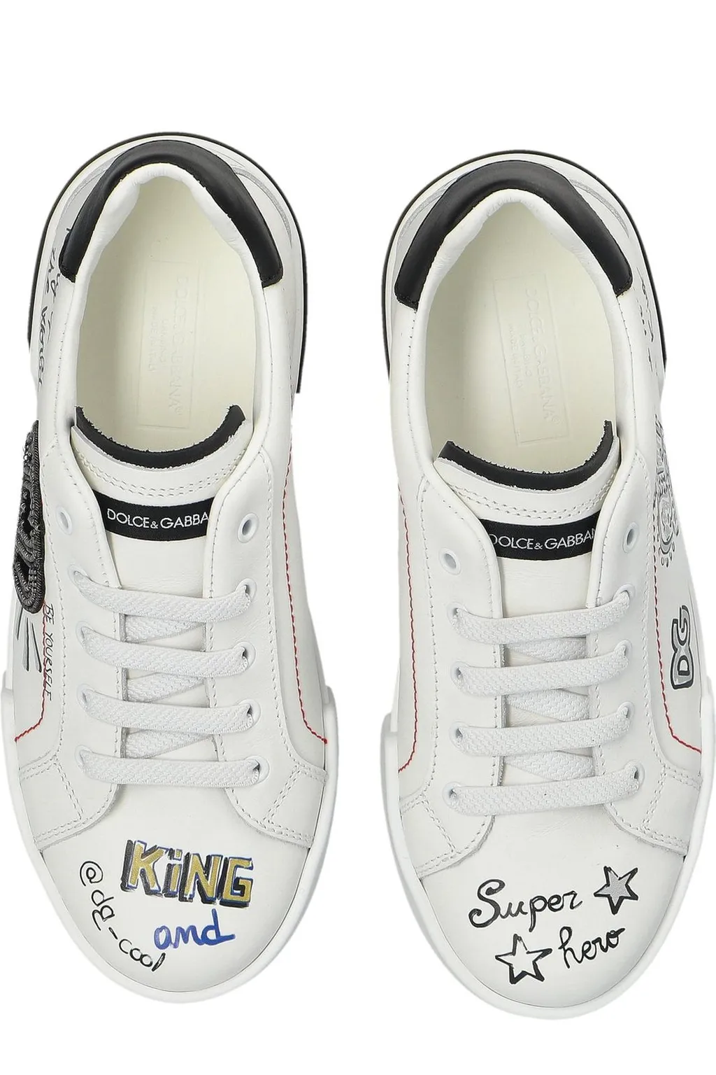 Dolce & Gabbana Kids Graphic Printed Embellished Lace-Up Sneakers