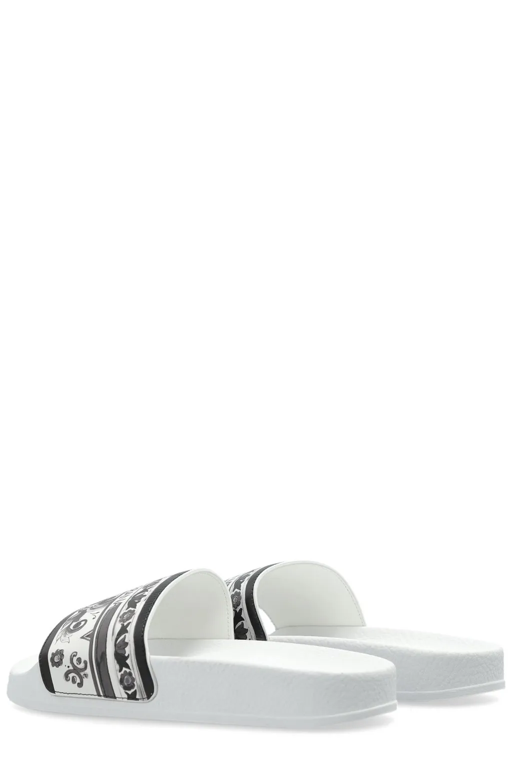 Dolce & Gabbana Kids Majolica-Printed Round Open Toe Slides