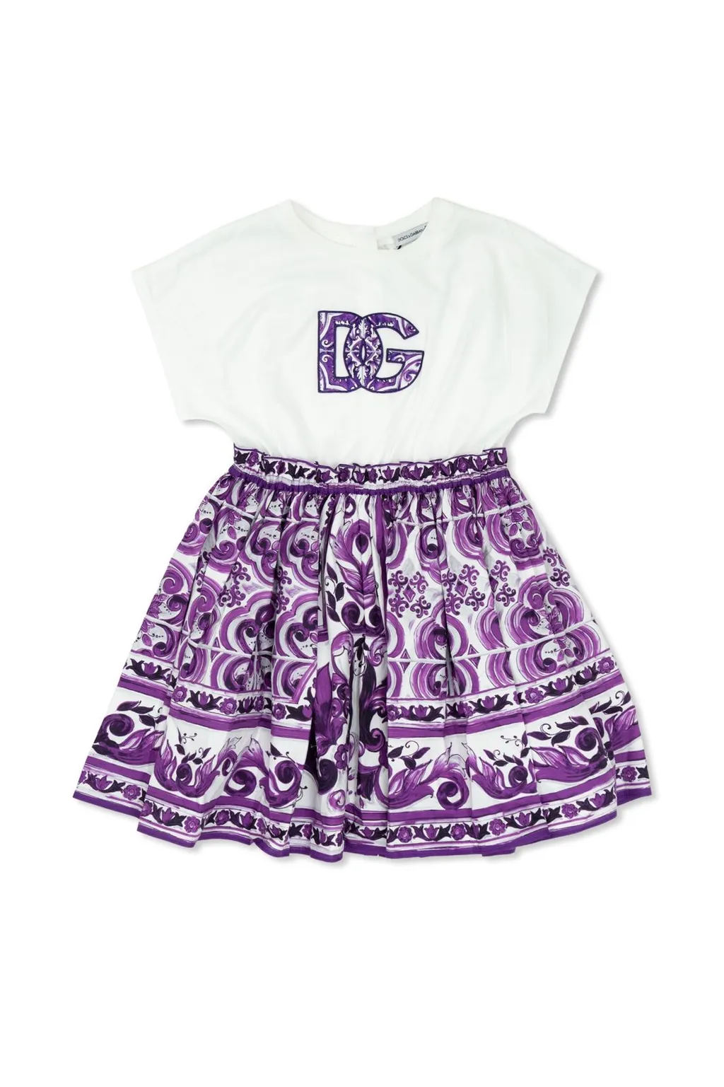 Dolce & Gabbana Kids Majolica-Print Short-Sleeved Dress