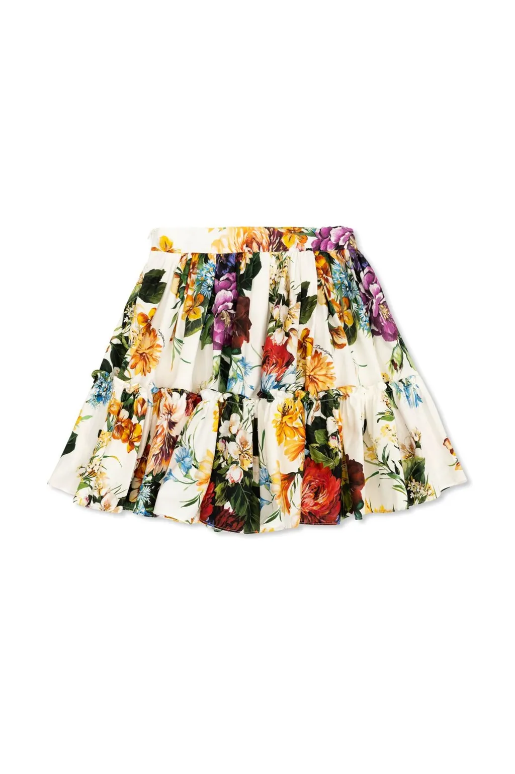 Dolce & Gabbana Kids Flower-Print Poplin Skirt
