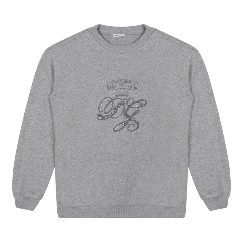 Dolce & Gabbana Kids Logo-Embroidered Drop Shoulder Sweatshirt