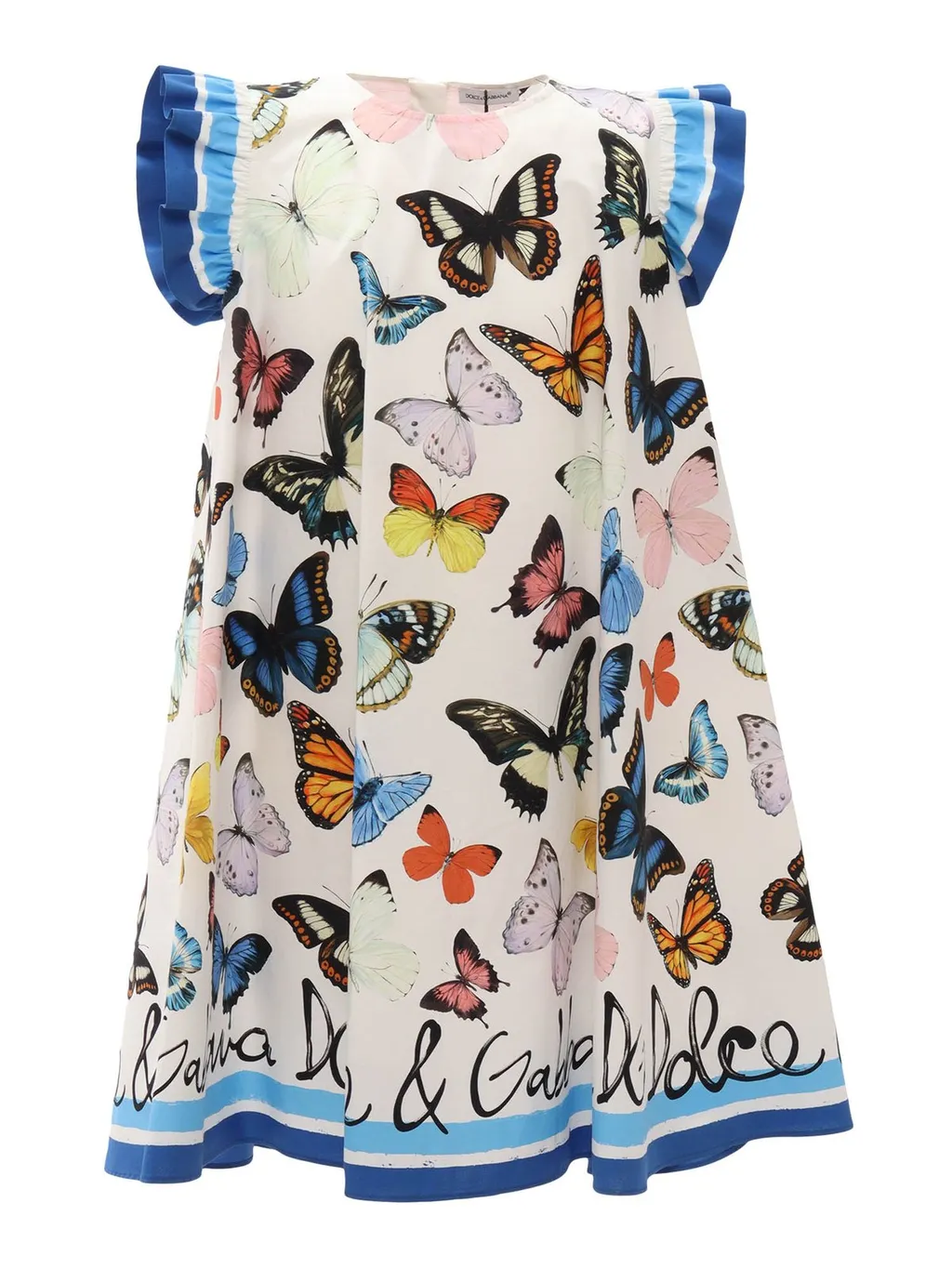 Dolce & Gabbana Kids Butterfly-Printed Round-Neck Dress