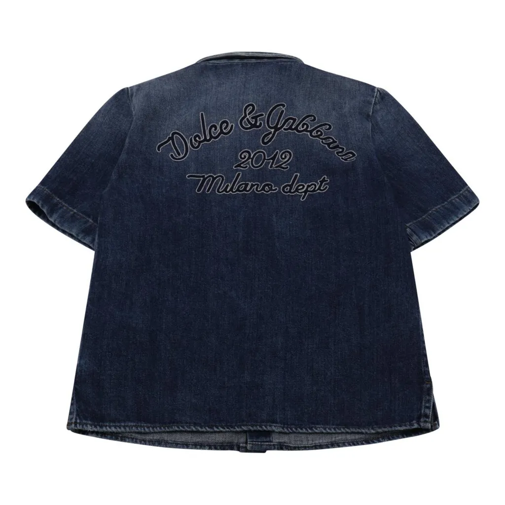 Dolce & Gabbana Kids Logo Embroidered Denim Shirt