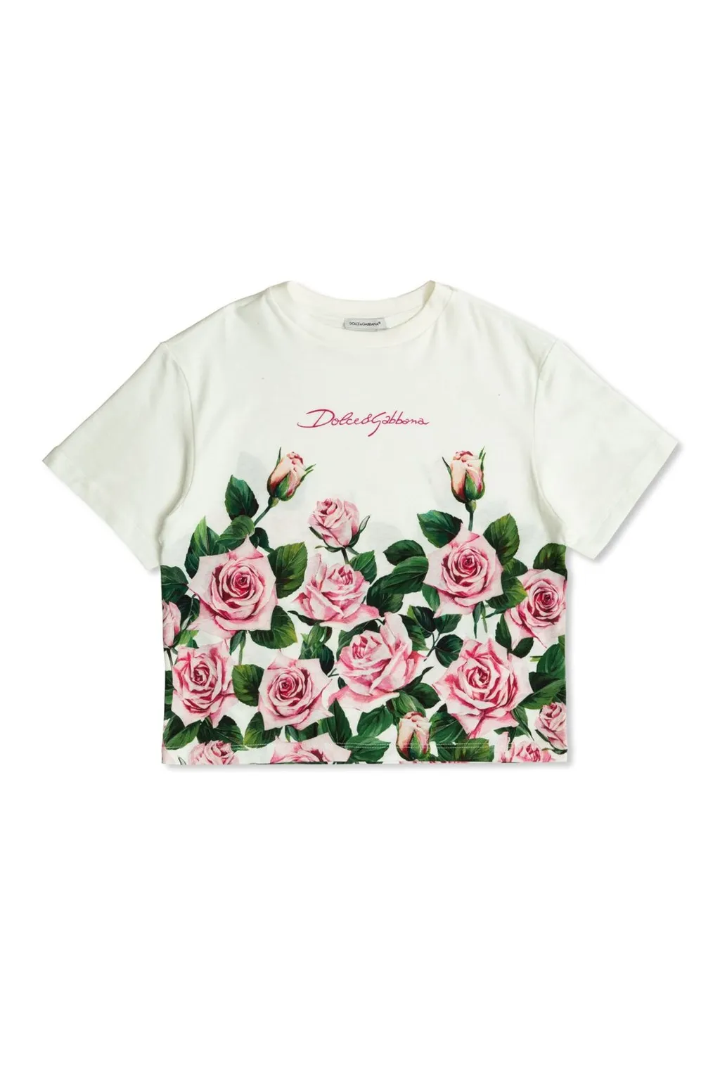Dolce & Gabbana Kids Floral Printed Crewneck T-Shirt