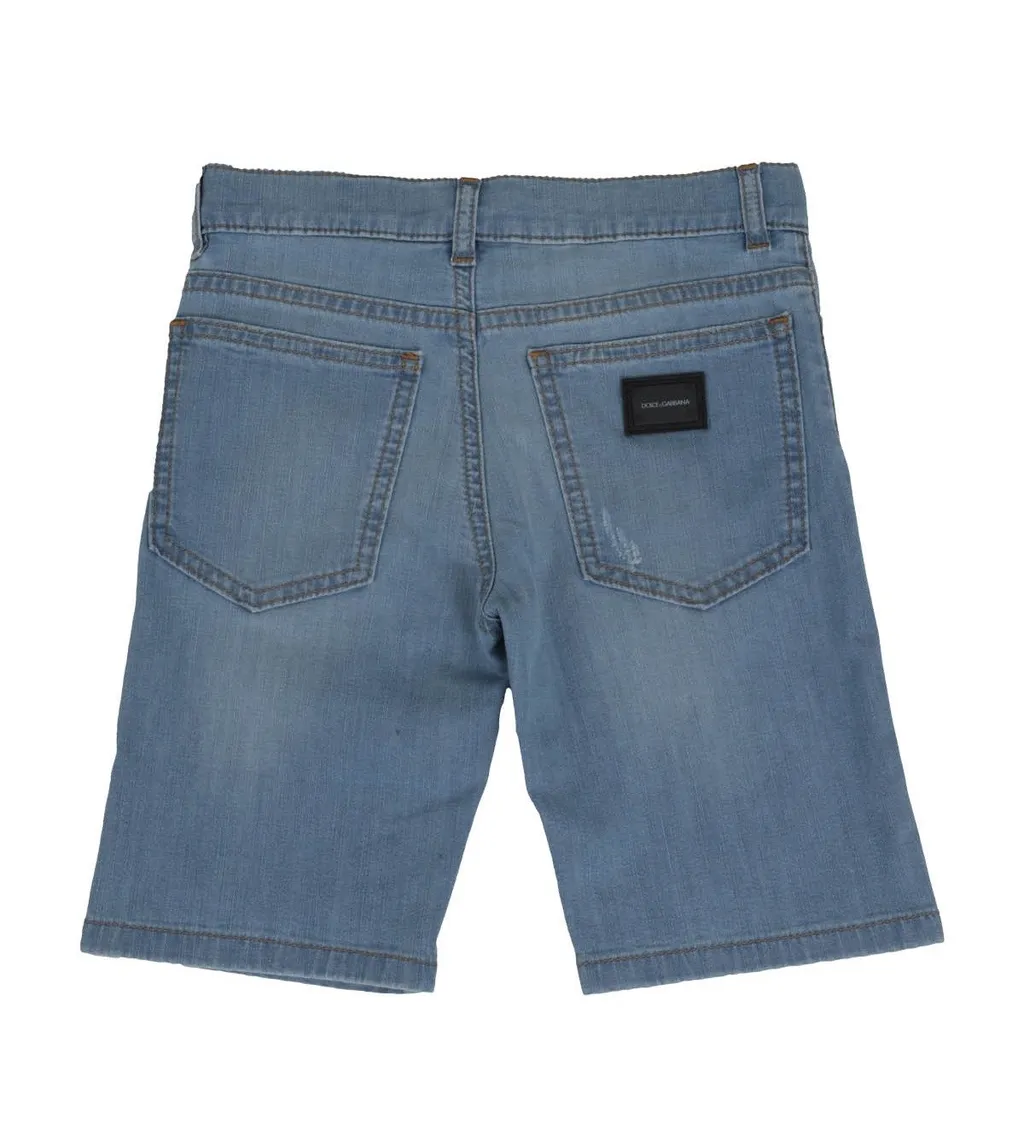 Dolce & Gabbana Kids Button Detailed Denim Shorts