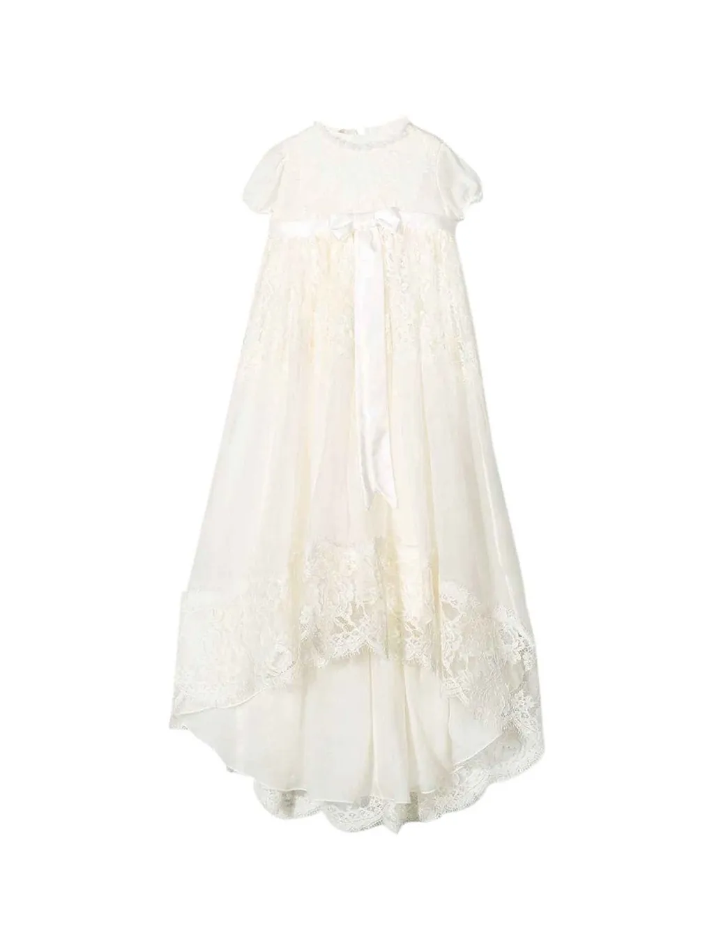 Dolce & Gabbana Kids Bow-Detailed High-Low Hem Lace Dress