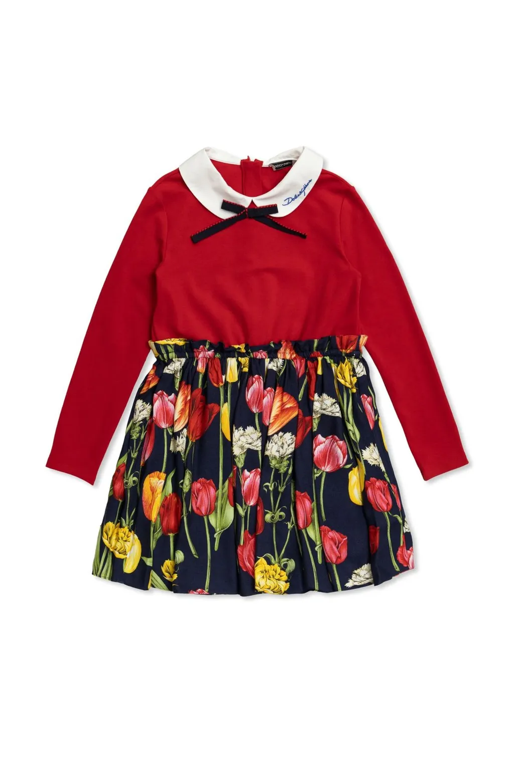 Dolce & Gabbana Kids Tulip Printed Bow Detailed Dress
