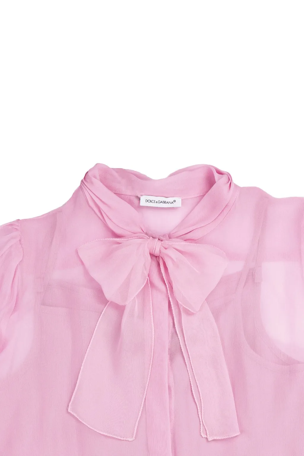 Dolce & Gabbana Kids Pussy-Bow Detailed Chiffon Sheer Blouse