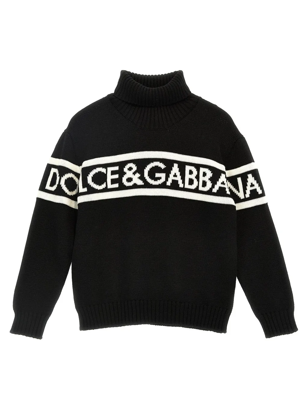 Dolce & Gabbana Kids Logo Intarsia-Knit High-Neck Jumper