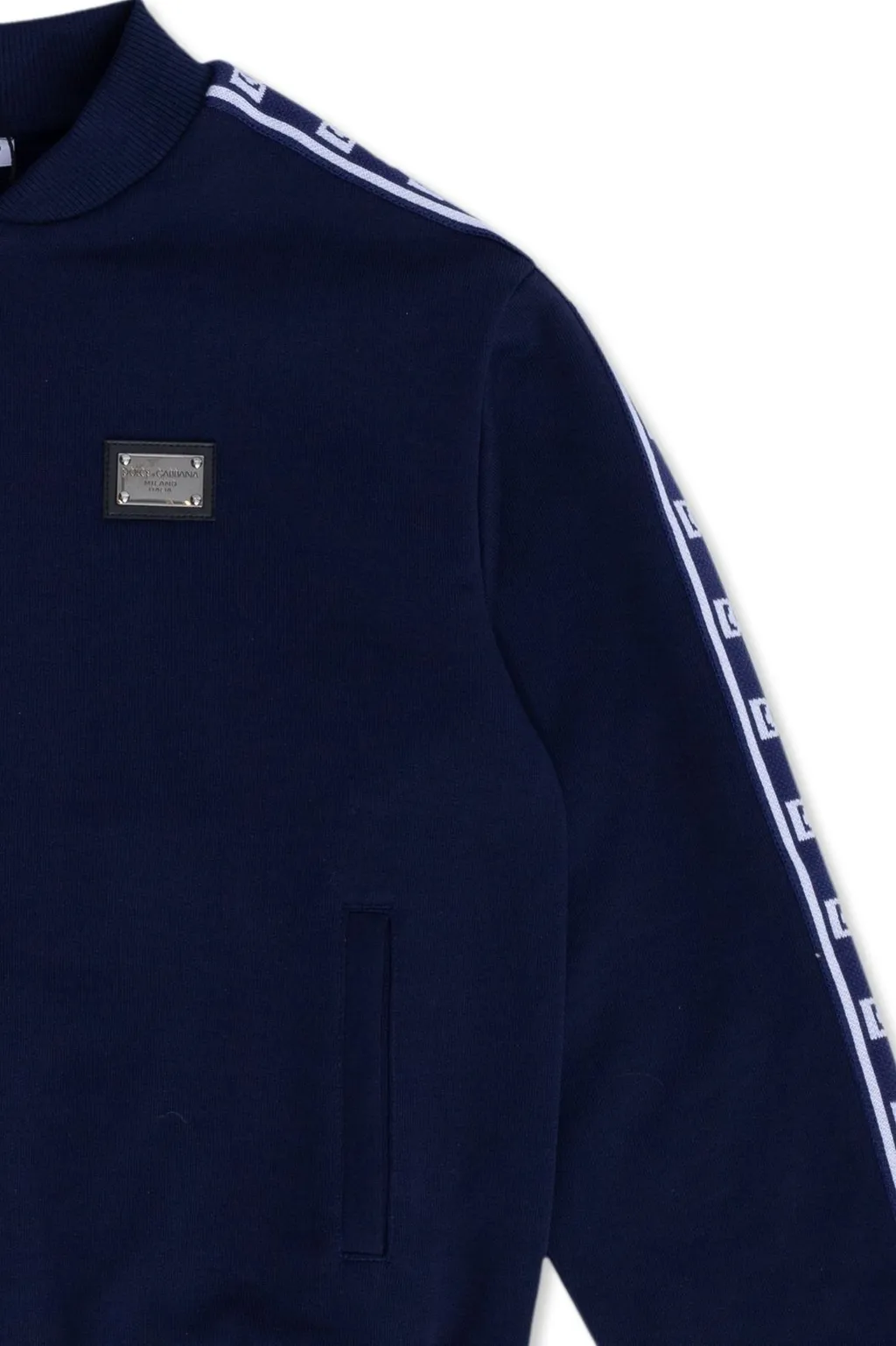 Dolce & Gabbana Kids Logo Side Band Zip-Up Jersey Sweatshirt