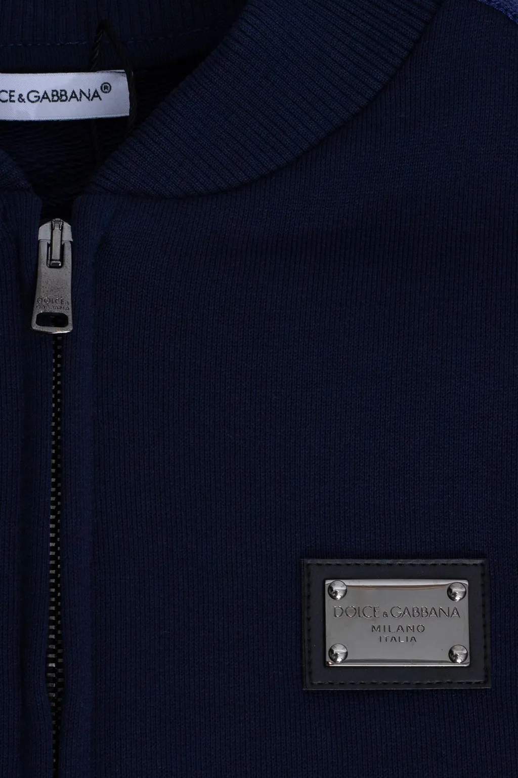 Dolce & Gabbana Kids Logo Side Band Zip-Up Jersey Sweatshirt