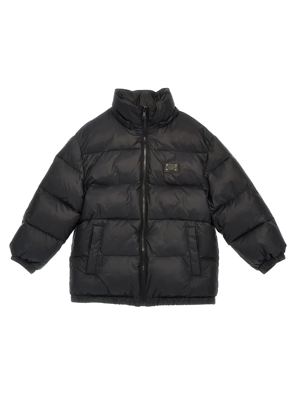 Dolce & Gabbana Kids Logo-Plaque Zipped Padded Coat