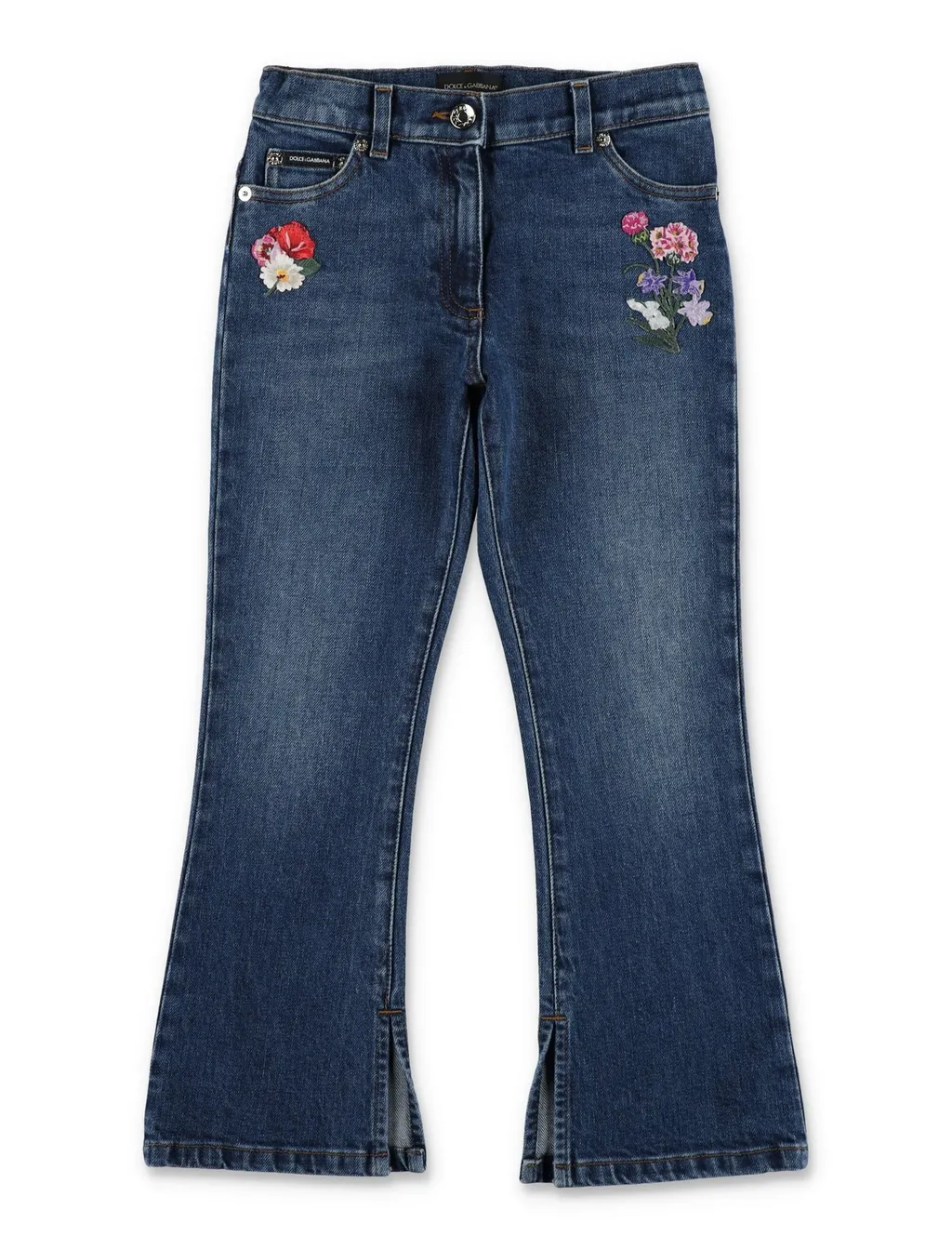 Dolce & Gabbana Kids Floral Embroidered Denim Jeans