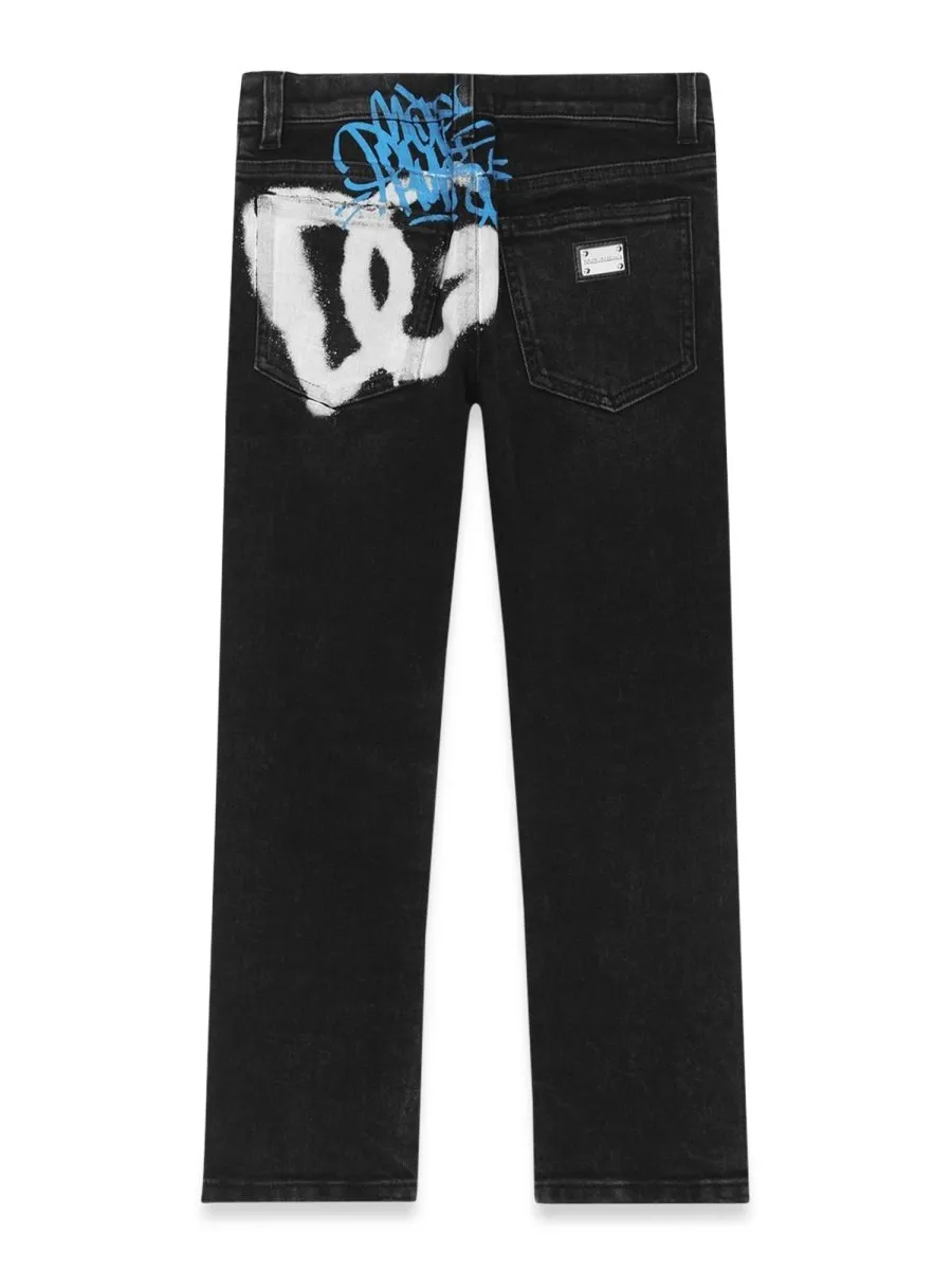 Dolce & Gabbana Kids Logo Printed Straight Leg Jeans