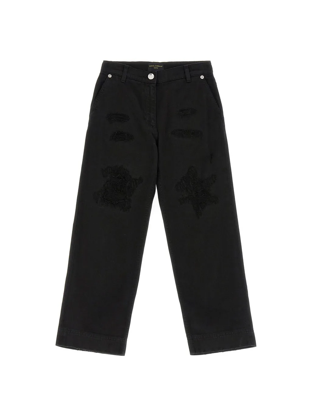Dolce & Gabbana Kids Logo Plaque Ripped Jeans