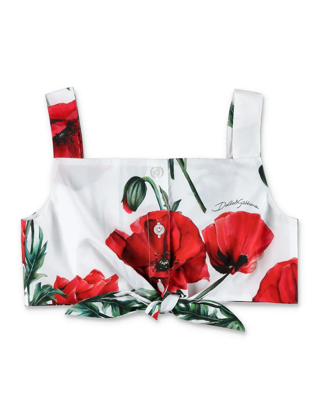 Dolce & Gabbana Kids Floral Printed Sleeveless Cropped Top