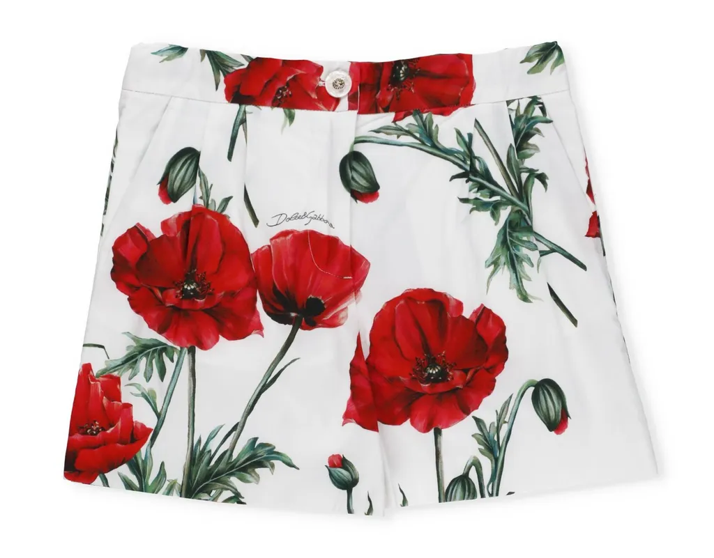Dolce & Gabbana Kids Floral Printed Button Detailed Shorts