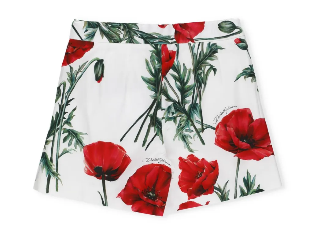Dolce & Gabbana Kids Floral Printed Button Detailed Shorts