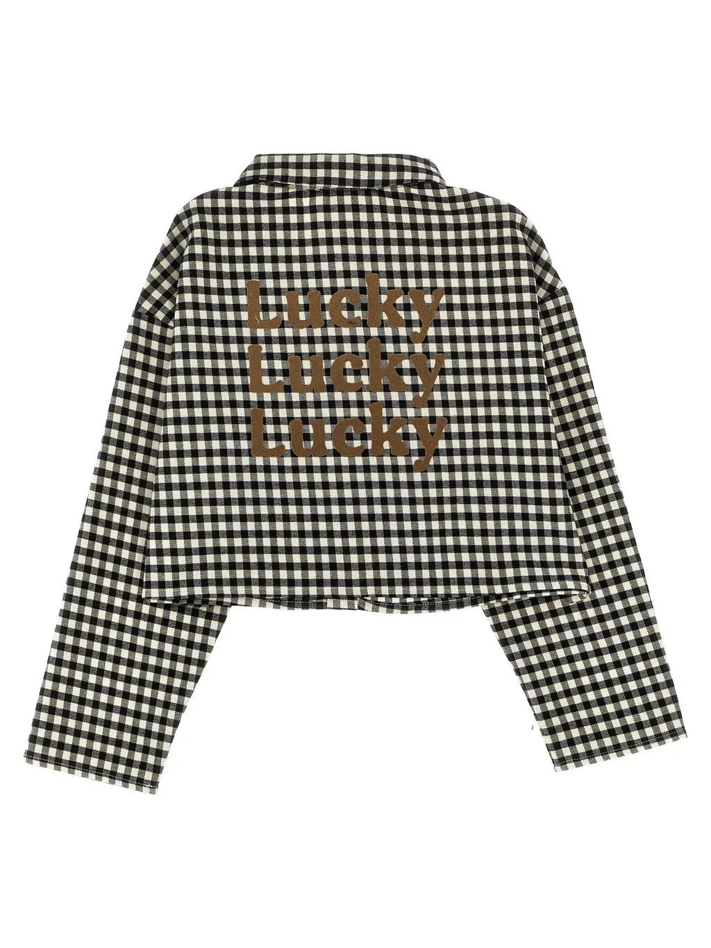 Douuod Kids Lucky Gingham Button-Up Cropped Jacket