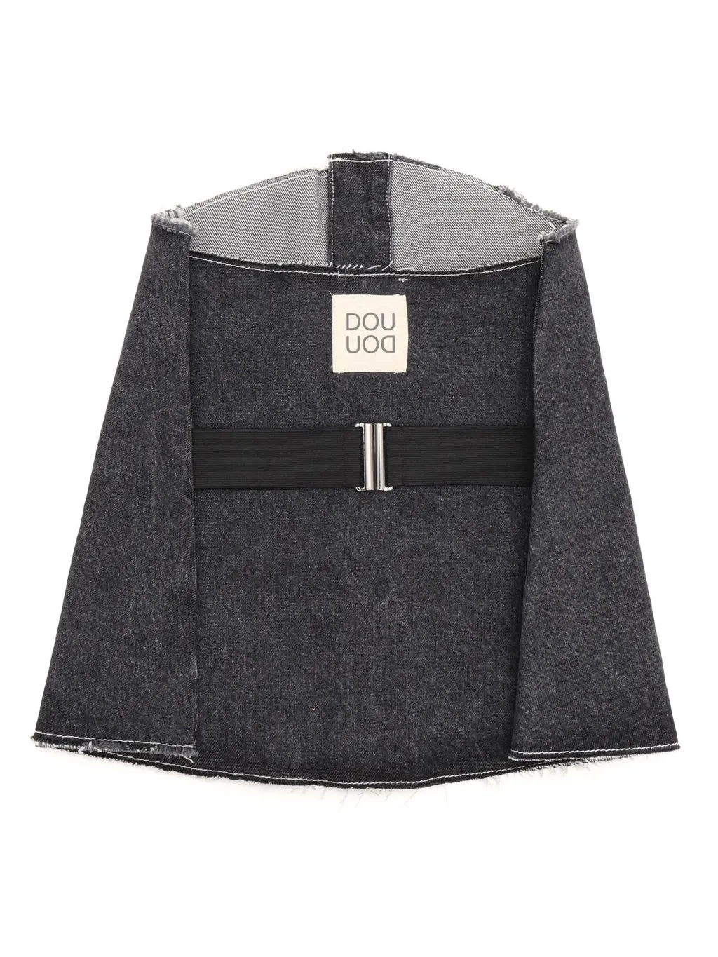 Douuod Kids Raw-Cut Edge Logo Patch Denim Top