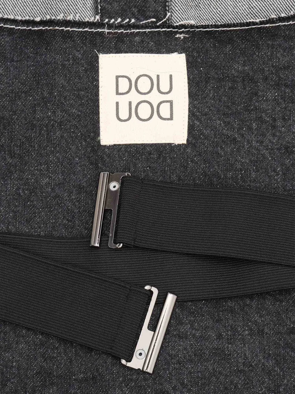 Douuod Kids Raw-Cut Edge Logo Patch Denim Top