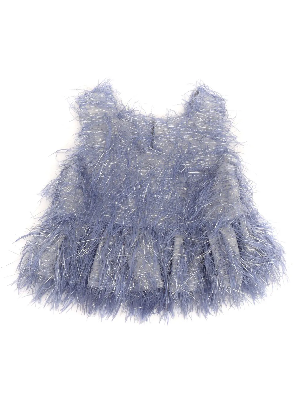 Douuod Kids Fringe-Detailed Metallic Thread Flared Top