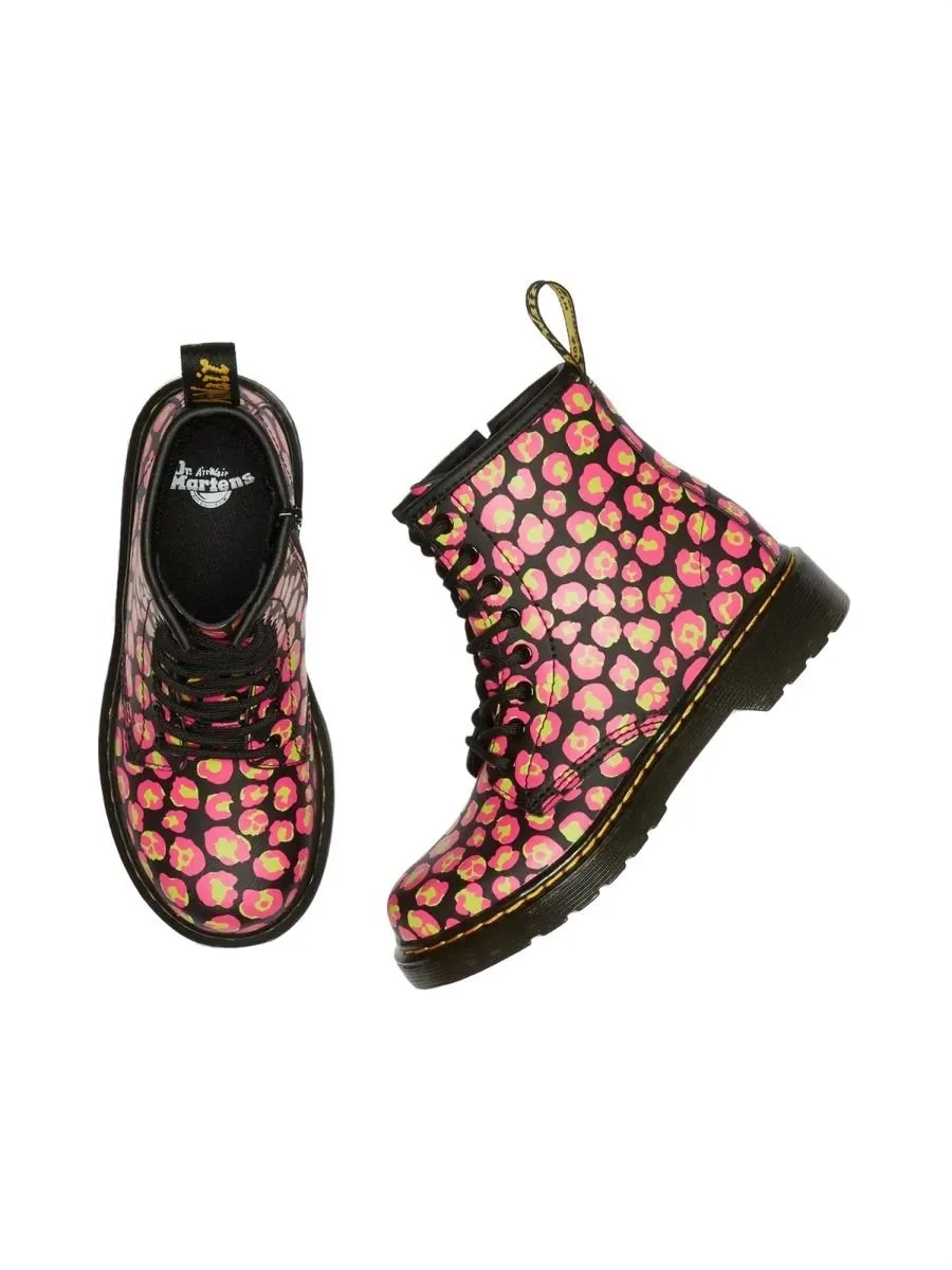 Dr. Martens Kids Leopard Print Lace-Up Boots