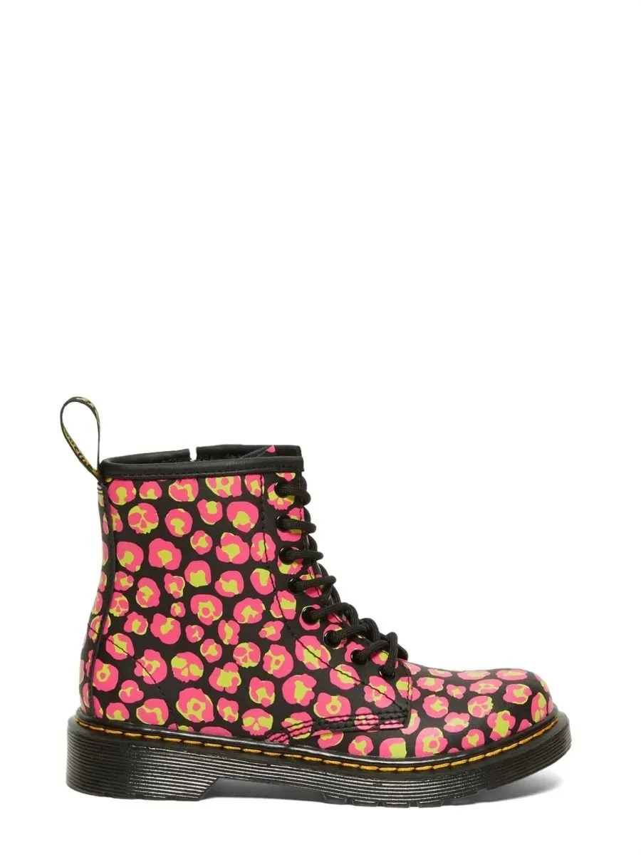 Dr. Martens Kids Leopard Print Lace-Up Boots
