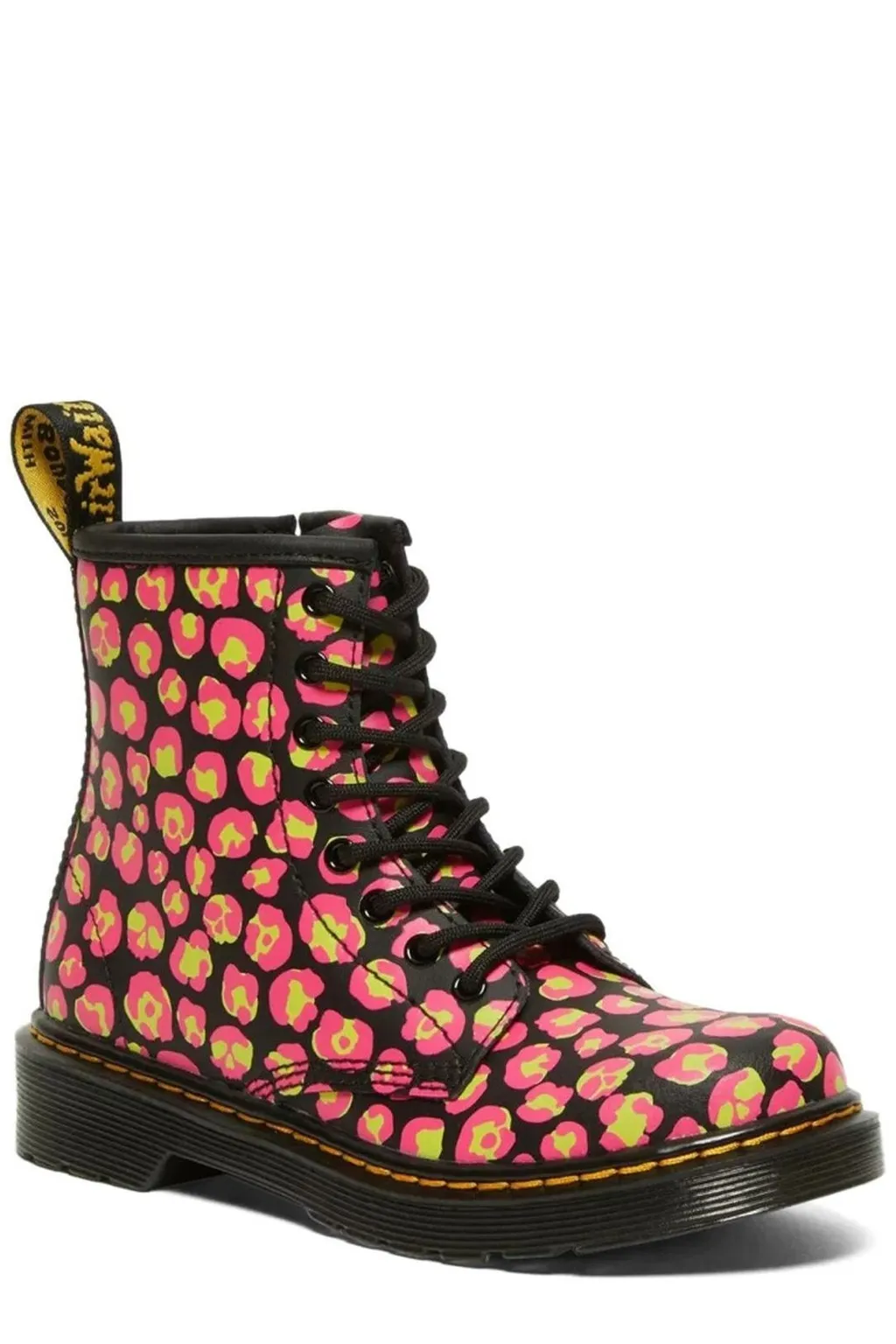 Dr. Martens Kids Leopard Print Lace-Up Boots