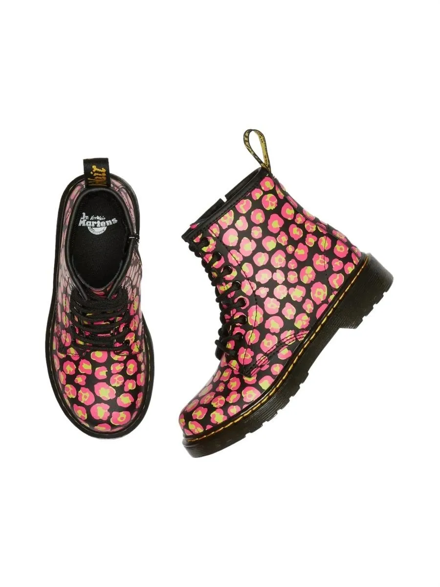 Dr. Martens Kids Leopard Print Lace-Up Boots