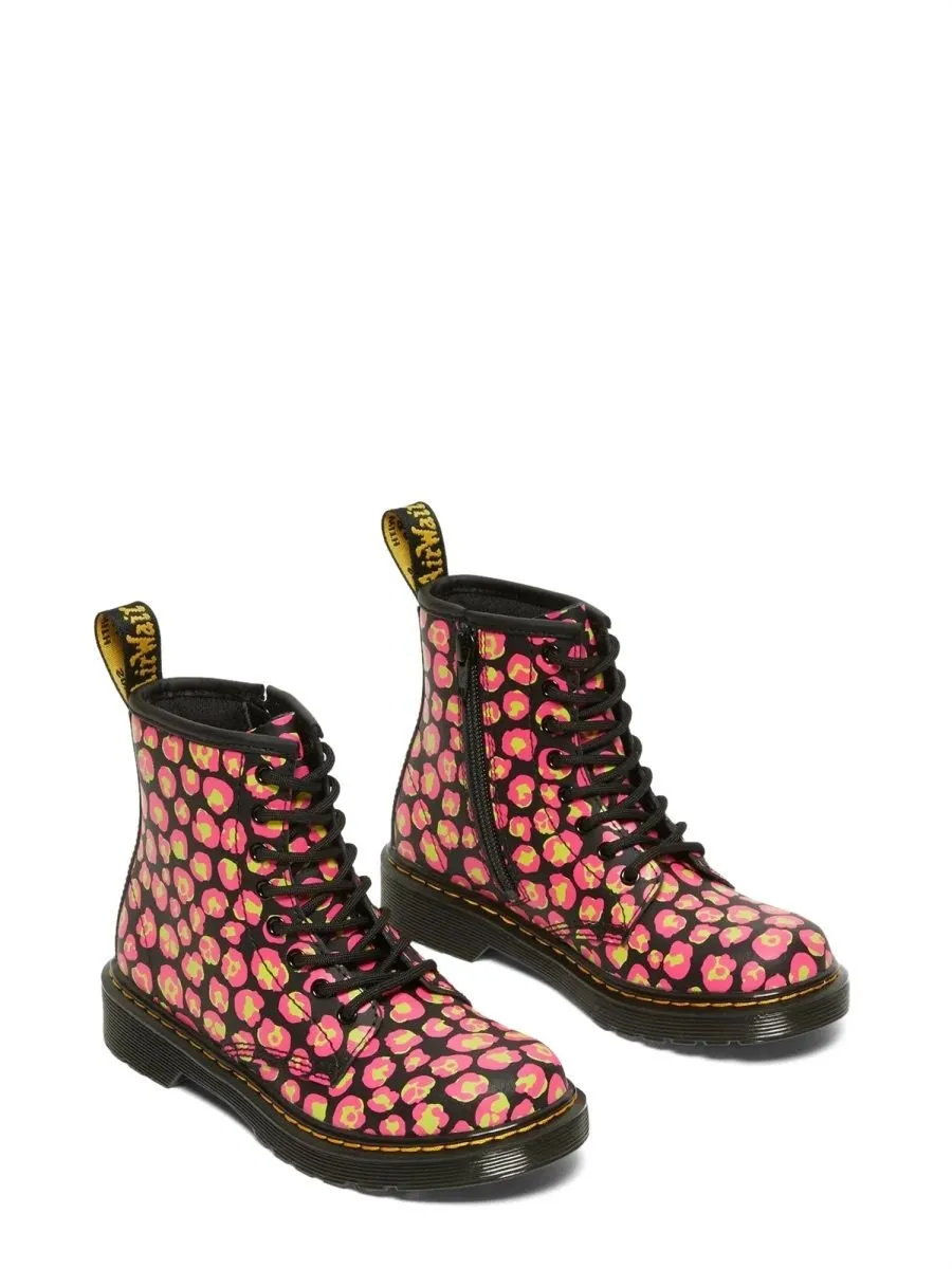 Dr. Martens Kids Leopard Print Lace-Up Boots