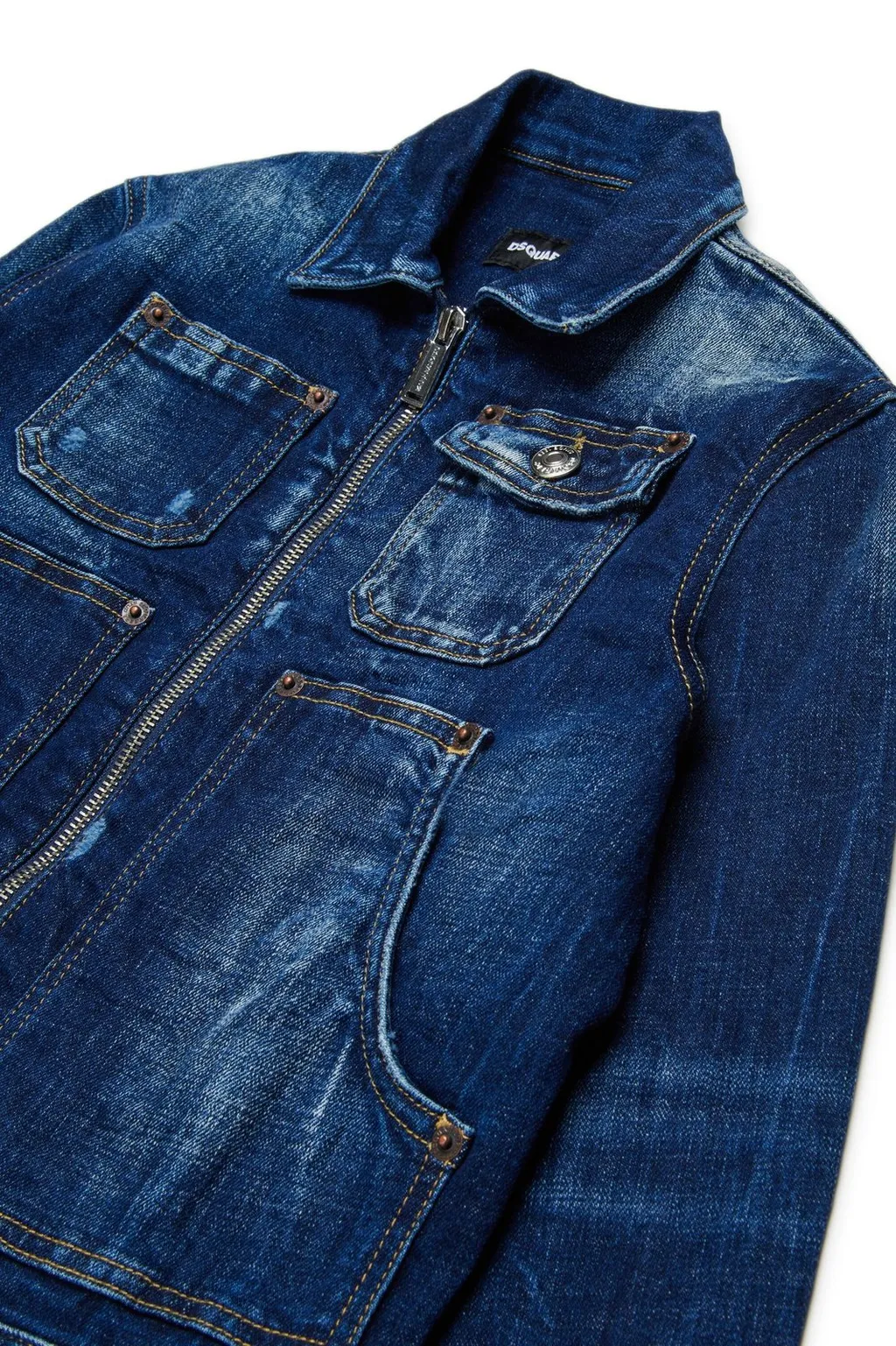 Dsquared2 Kids Zip-Up Distressed Denim Jacket