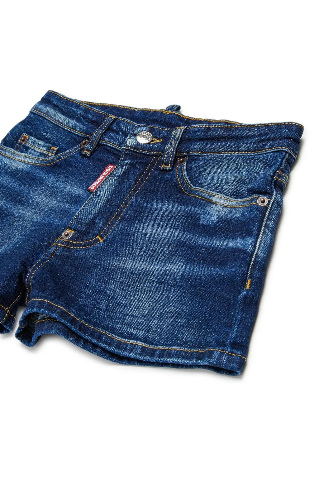 Dsquared2 Kids Logo-Patch Distressed Denim Shorts