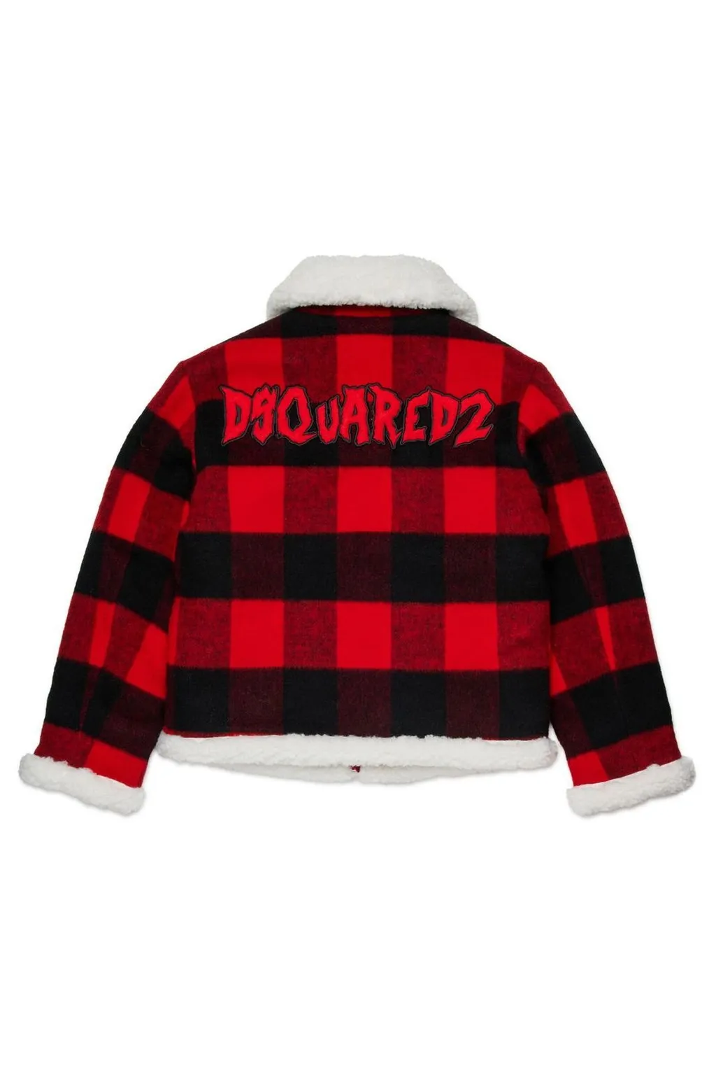 Dsquared2 Kids Plaid Shearling-Collar Jacket