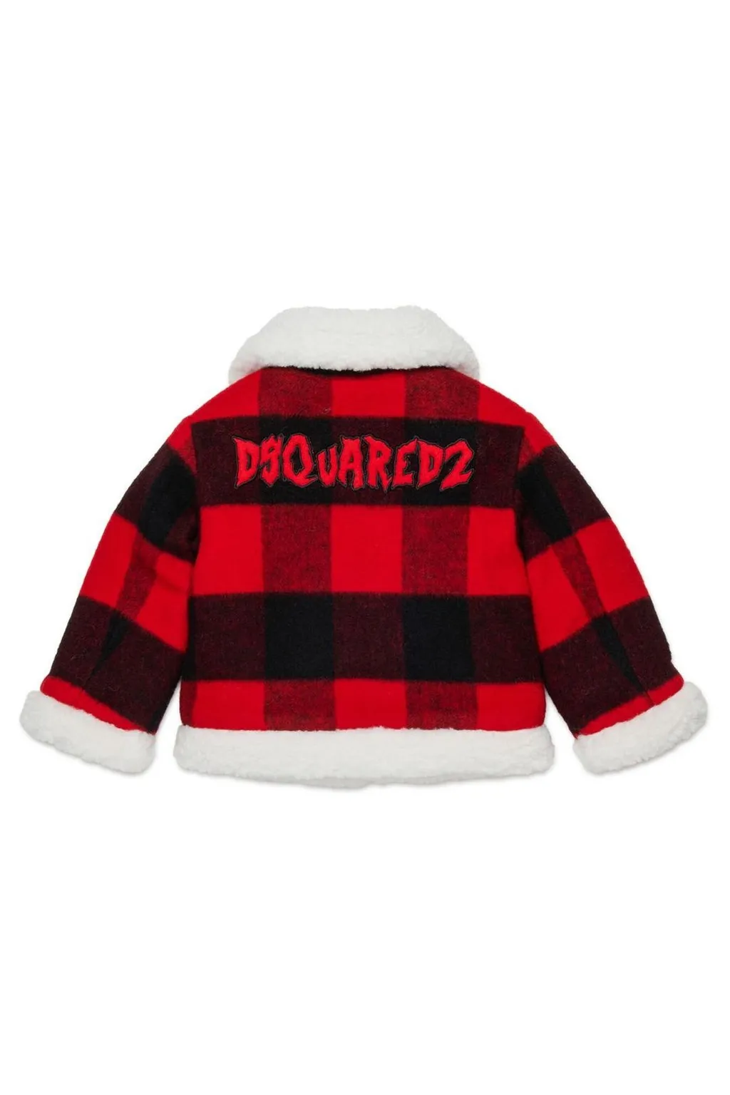 Dsquared2 Kids Plaid Shearling-Collar Jacket