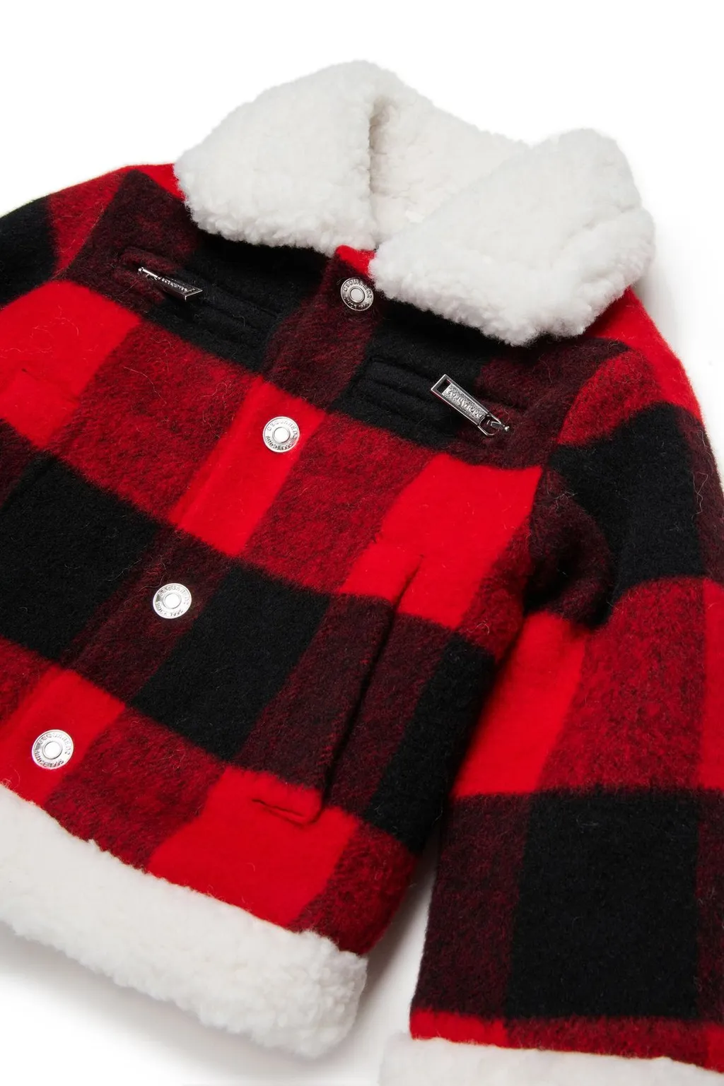 Dsquared2 Kids Plaid Shearling-Collar Jacket