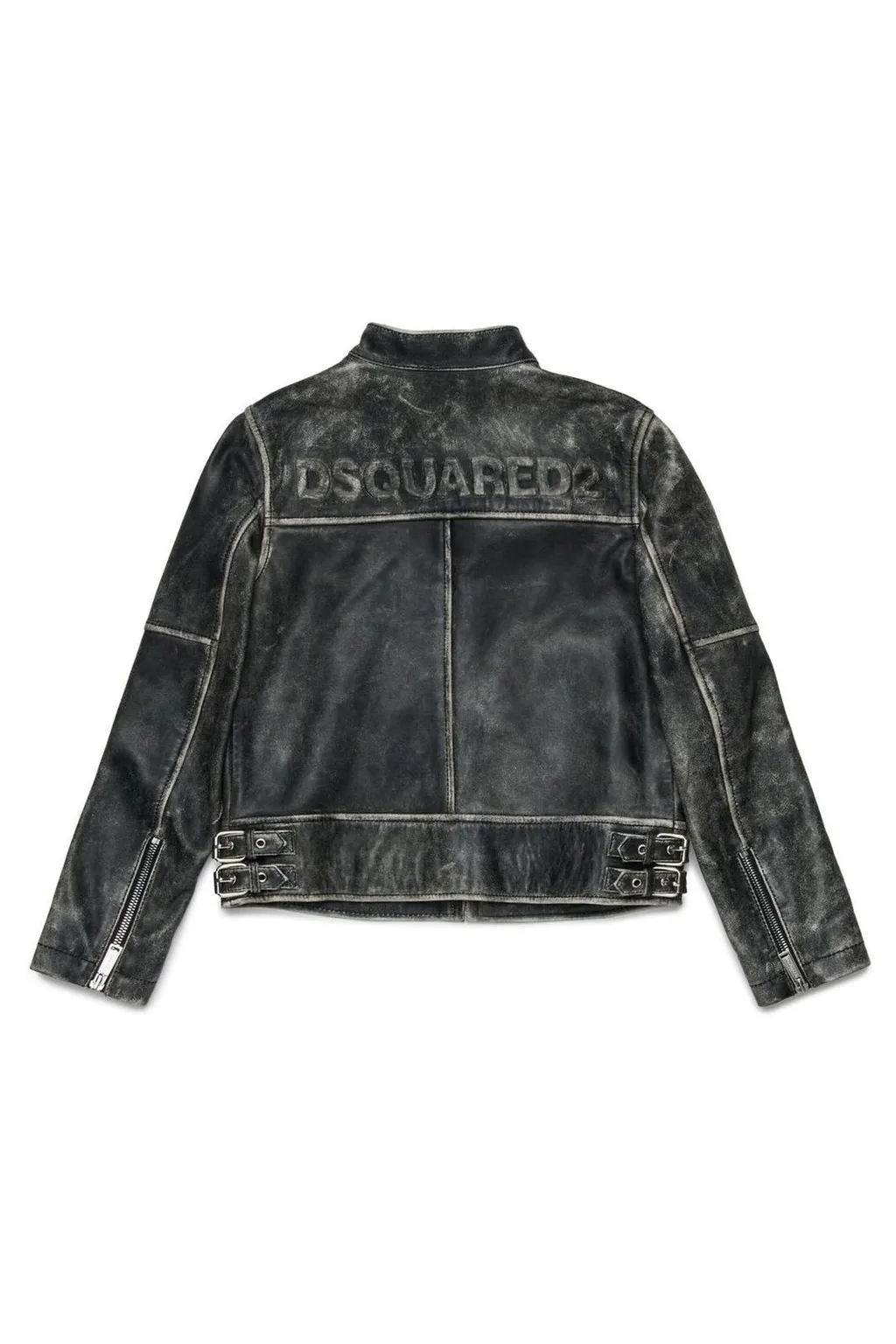 Dsquared2 Kids Vintage-Effect Leather Jacket
