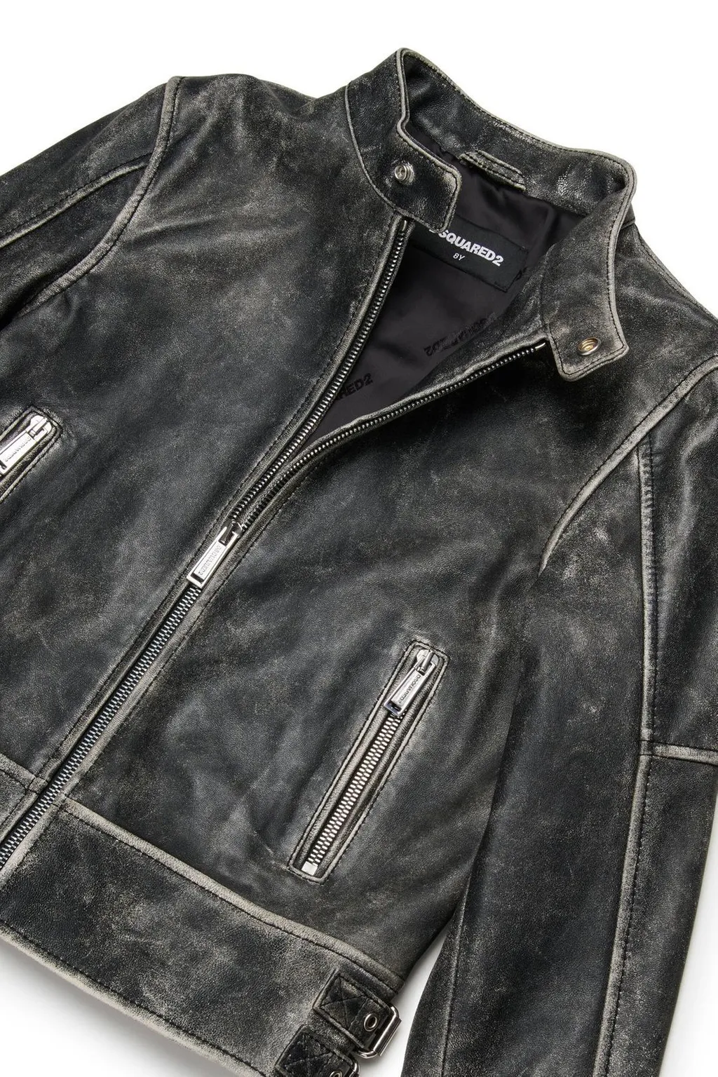 Dsquared2 Kids Vintage-Effect Leather Jacket