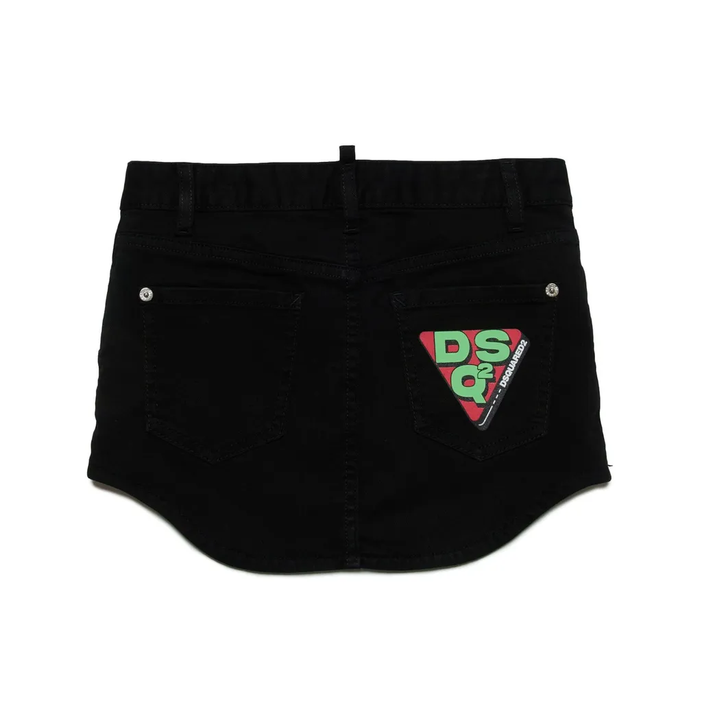 Dsquared2 Kids Logo Printed Button Detailed Denim Skirt