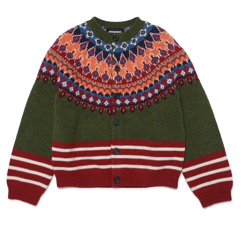 Dsquared2 Kids Horizontal Stripe Pattern Knit Cardigan