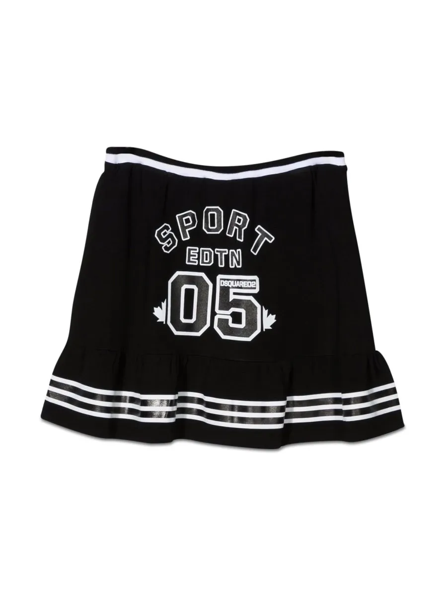 Dsquared2 Kids Logo Printed Flared Skirt