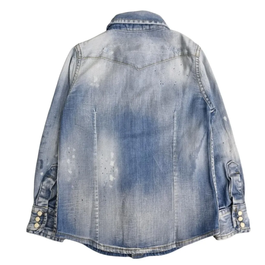 Dsquared2 Kids Faded Long-Sleeved Denim Shirt