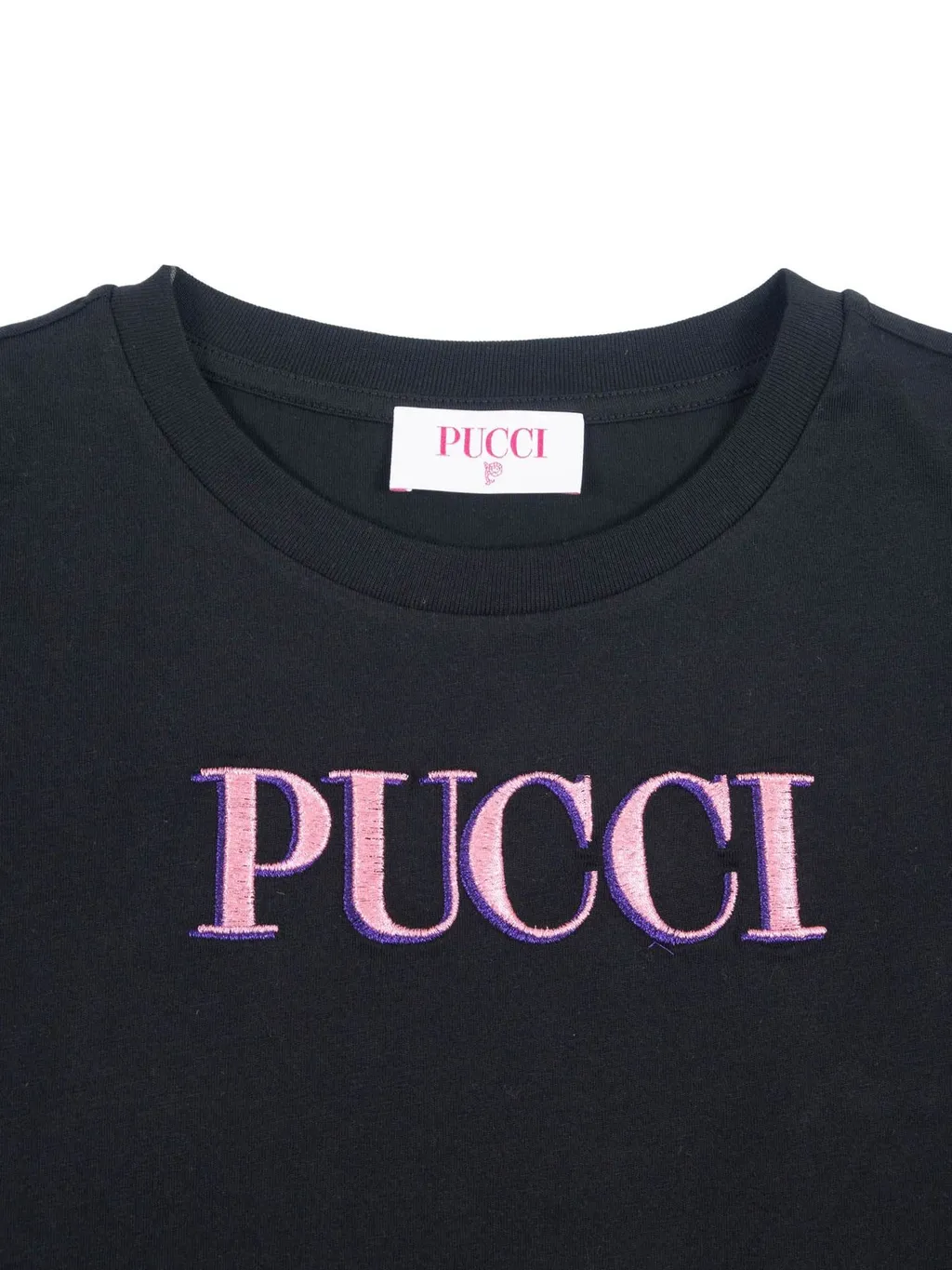 Emilio Pucci Junior Logo Embroidered Crew Neck T-Shirt