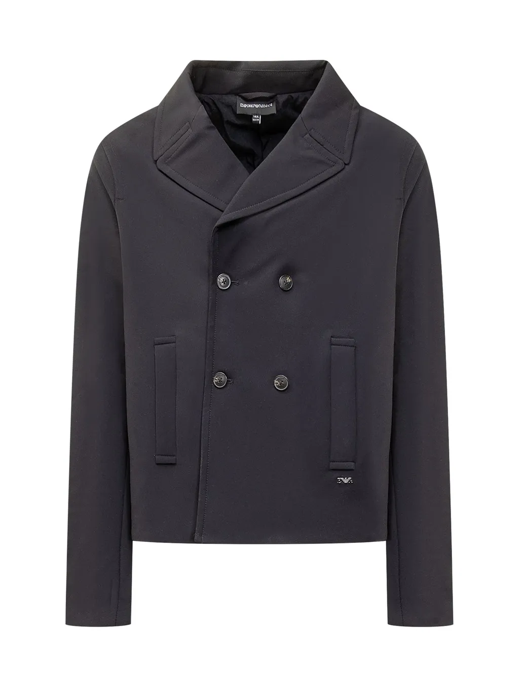 Emporio Armani Kids Logo Plaque Cropped Blazer