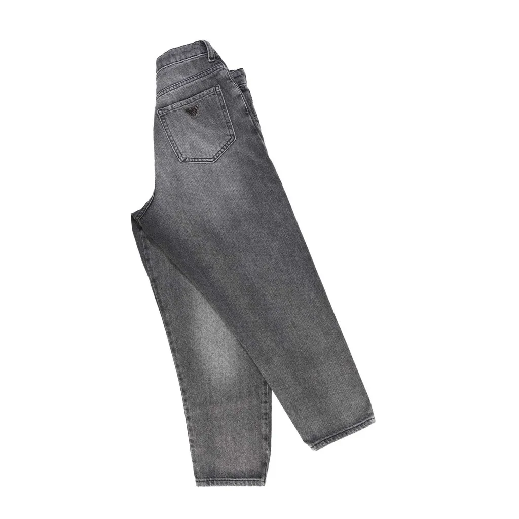Emporio Armani Kids Faded Distressed Tapered Jeans