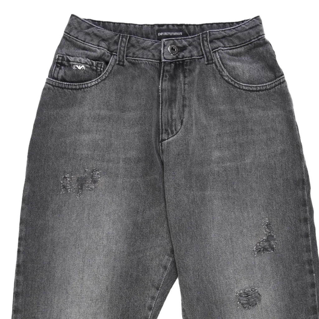 Emporio Armani Kids Faded Distressed Tapered Jeans