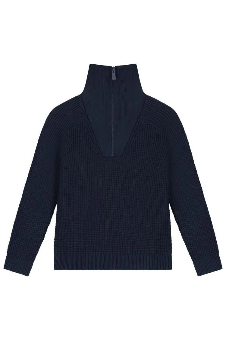 Emporio Armani Kids Logo Patch Half Zipped Polo Jumper
