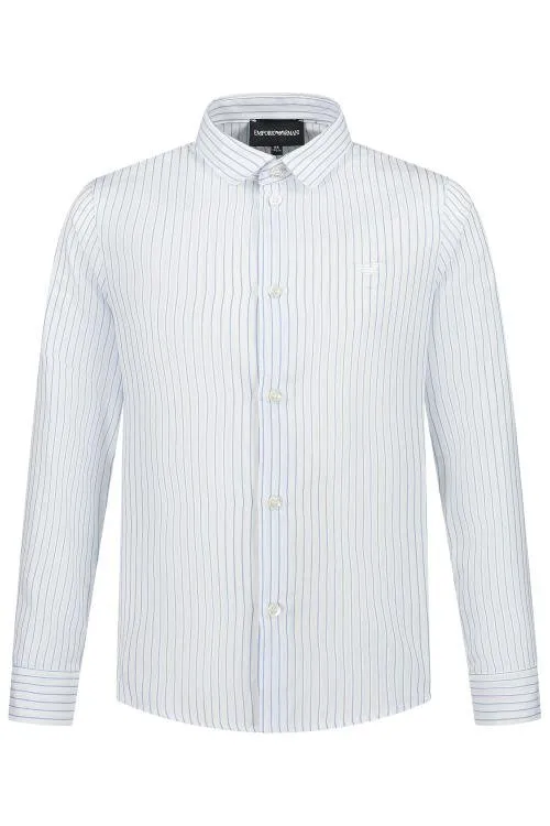 Emporio Armani Kids Pinstriped Curved Hem Shirt