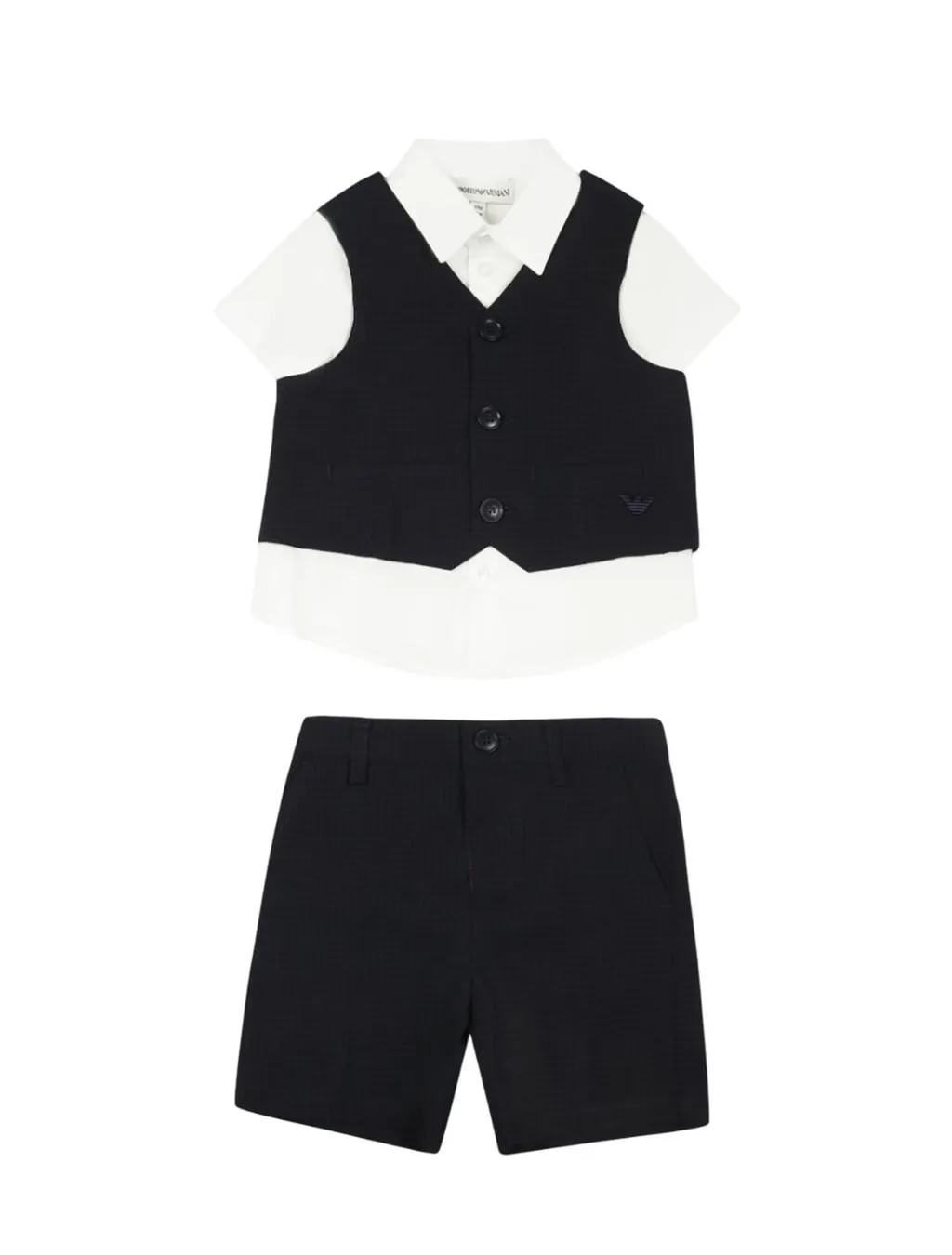Emporio Armani Kids Logo Detailed Checked Shorts Set