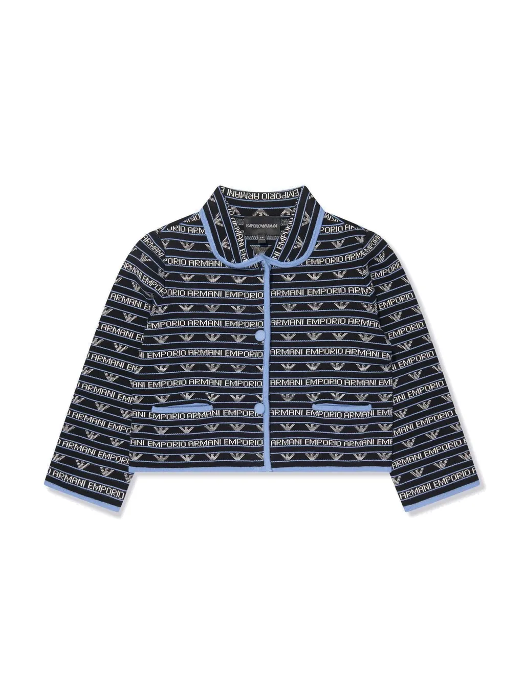 Emporio Armani Kids Logo Intarsia Cropped Jacket